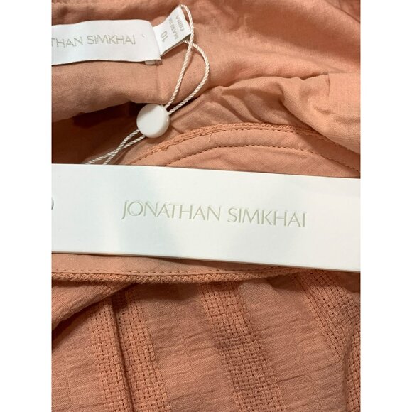 JONATHAN SIMKHAI Wilder Cotton Gauze Maxi Dress Peach Puff Sleeves Size 10 NWT - Picture 4 of 16